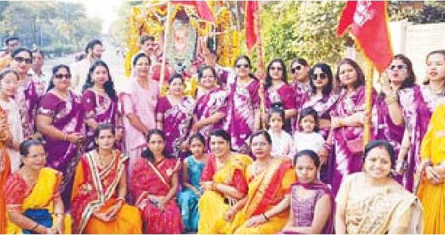 जीणमाता के जयकारों के साथ निकली निशान यात्रा